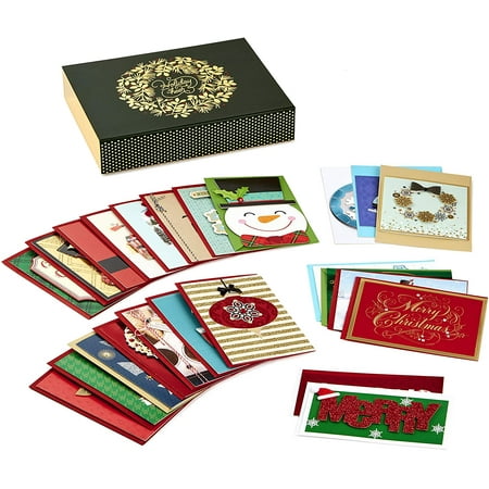 Set of 24 Premium Holiday Greeting Cards and Envelopes Hallmark Assorted Handmade Boxed Christmas Cards
